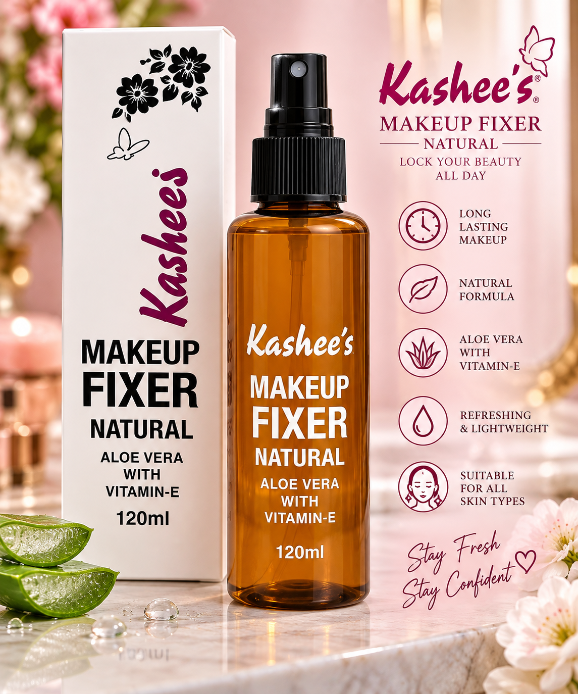 Kashee’s 3-in-1 Foundation, Face Powder & Makeup Fixer